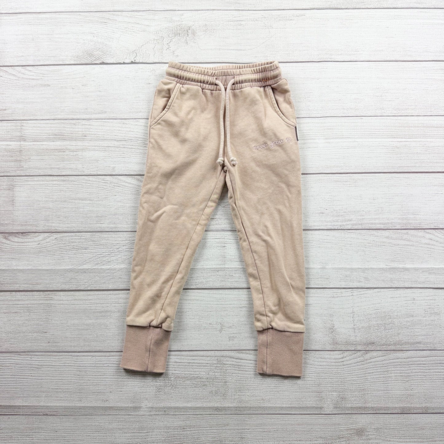 Little Wedgies Never Grow Up Jogger Pants Beige Pockets 4