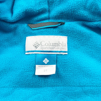 Columbia Toddler Dino Jacket Blue Hooded Fleece Lined Zip Up Coat 2T