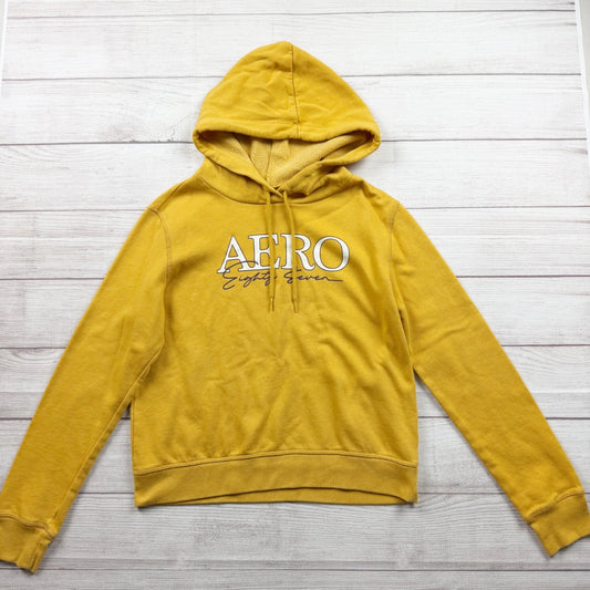 Aeropostale Yellow Fleece Lined Pullover Hoodie Small