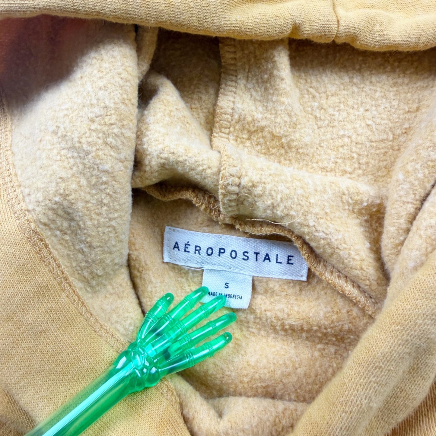 Aeropostale Yellow Fleece Lined Pullover Hoodie Small