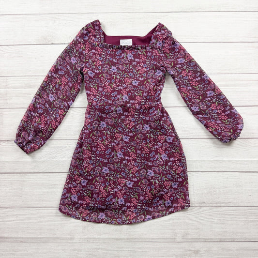 The Children's Place Girls Floral Long Sleeve Burgundy Dress 8
