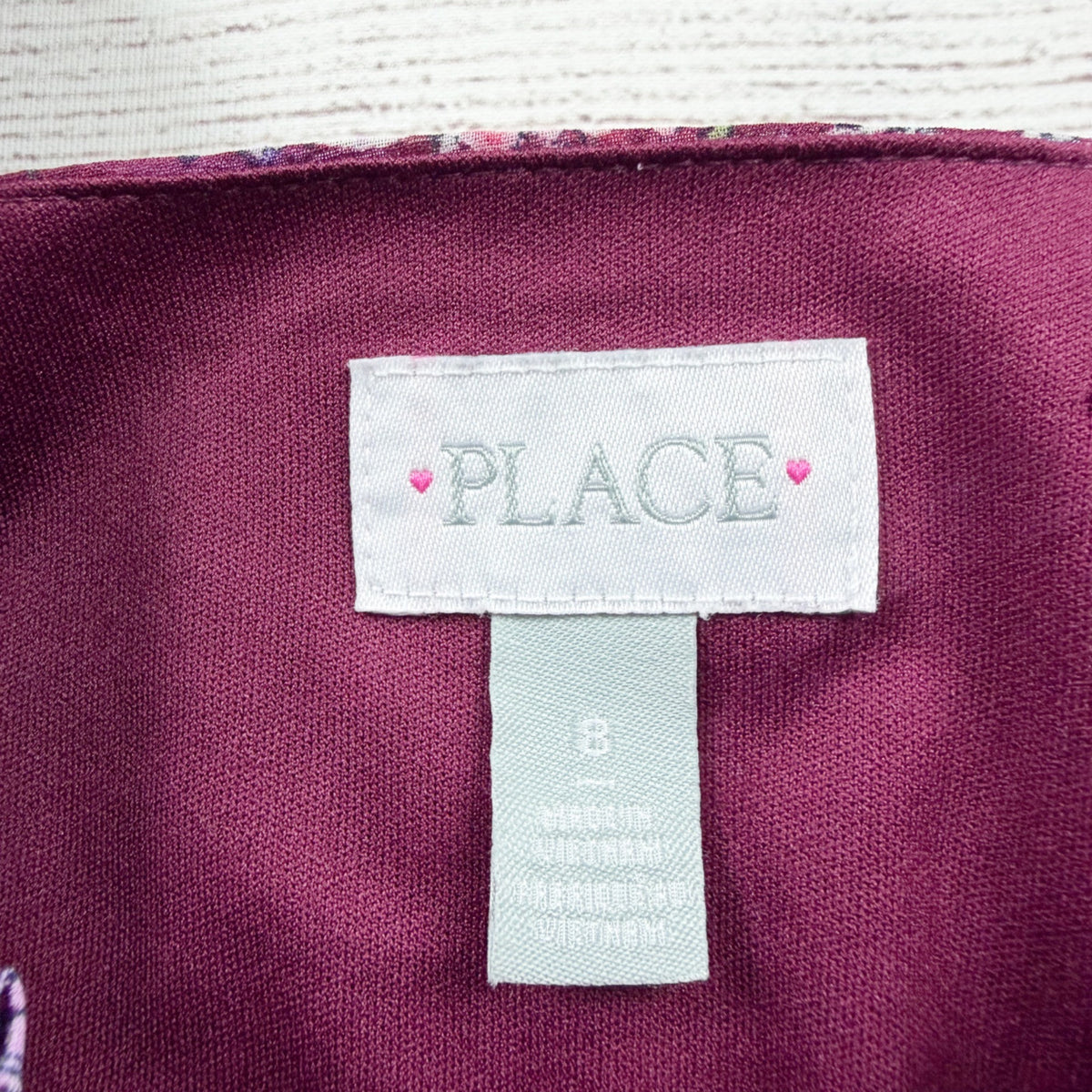 The Children's Place Girls Floral Long Sleeve Burgundy Dress 8