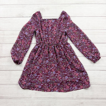 The Children's Place Girls Floral Long Sleeve Burgundy Dress 8