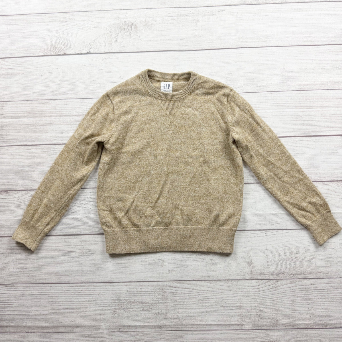 Gap Kids Beige Knit Sweater Long Sleeve Crewneck Pullover S 6-7