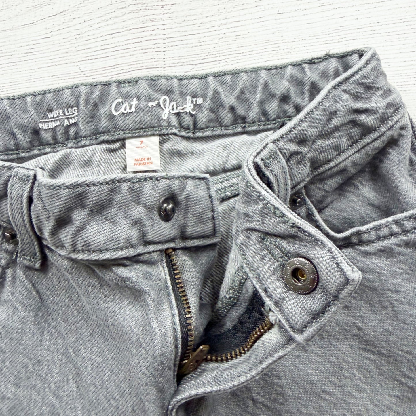 Cat & Jack Gray Wide Leg Jeans Denim Youth Stylish Comfortable Fit 7