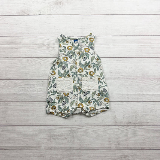 Old Navy Baby Sleeveless Jungle Print Romper Linen Blend Fabric 12-18 Months