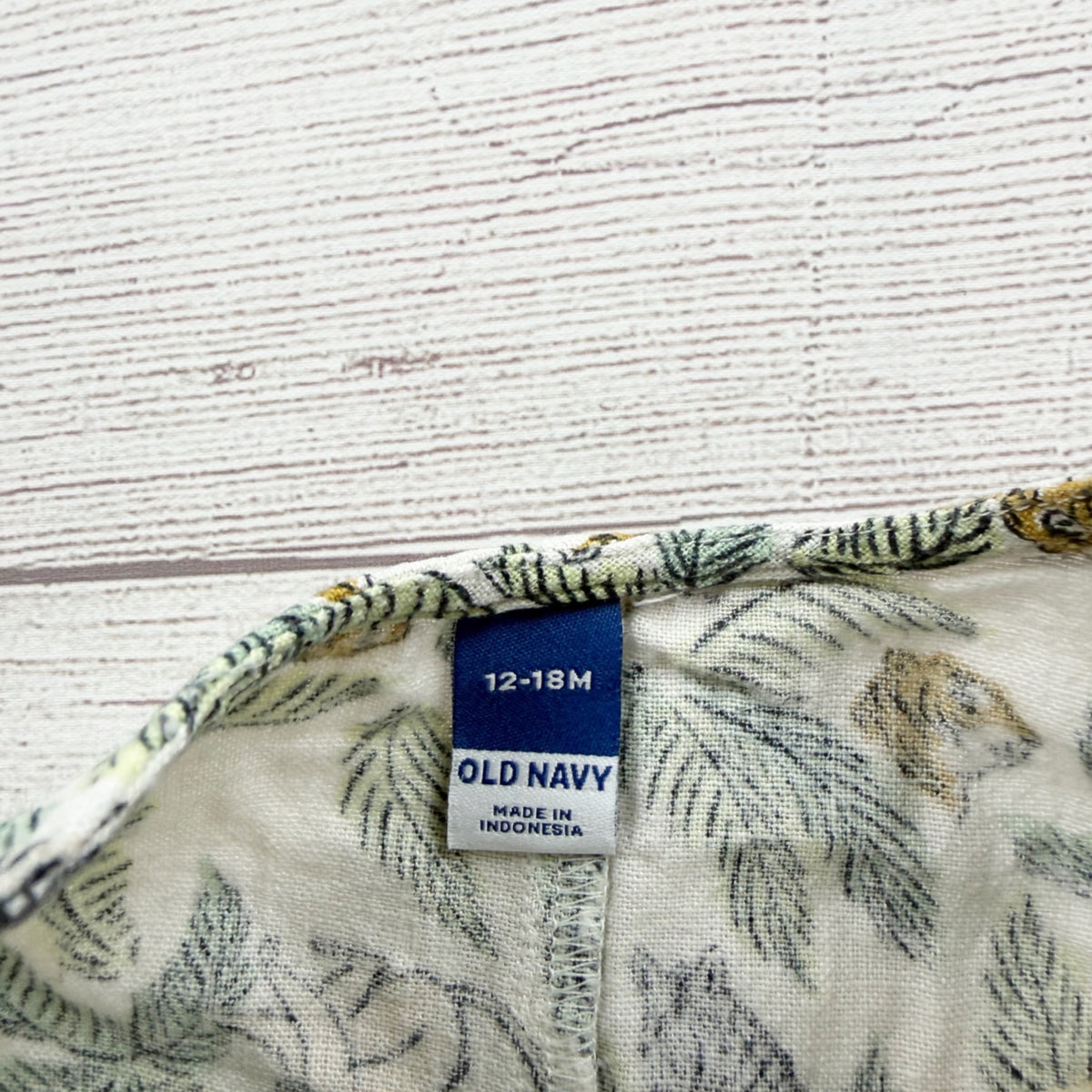 Old Navy Baby Sleeveless Jungle Print Romper Linen Blend Fabric 12-18 Months