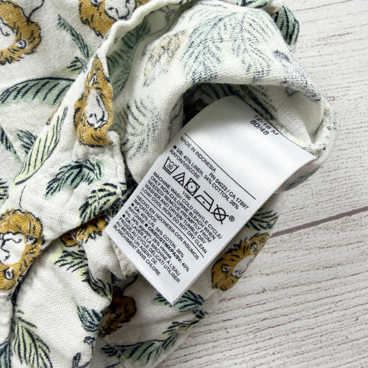 Old Navy Baby Sleeveless Jungle Print Romper Linen Blend Fabric 12-18 Months