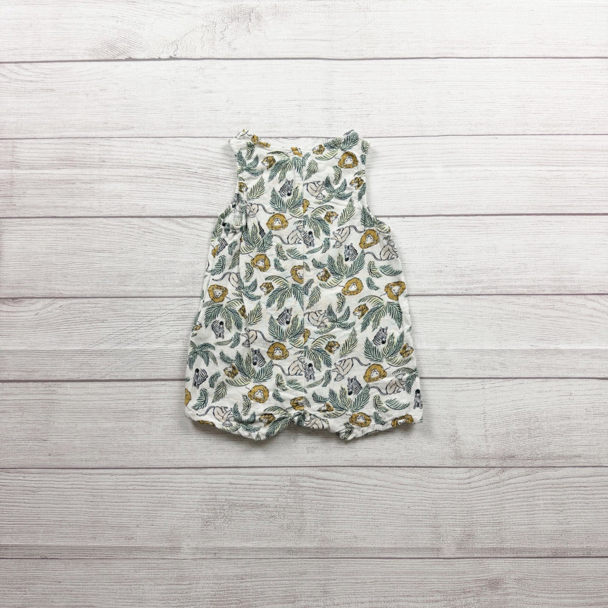Old Navy Baby Sleeveless Jungle Print Romper Linen Blend Fabric 12-18 Months