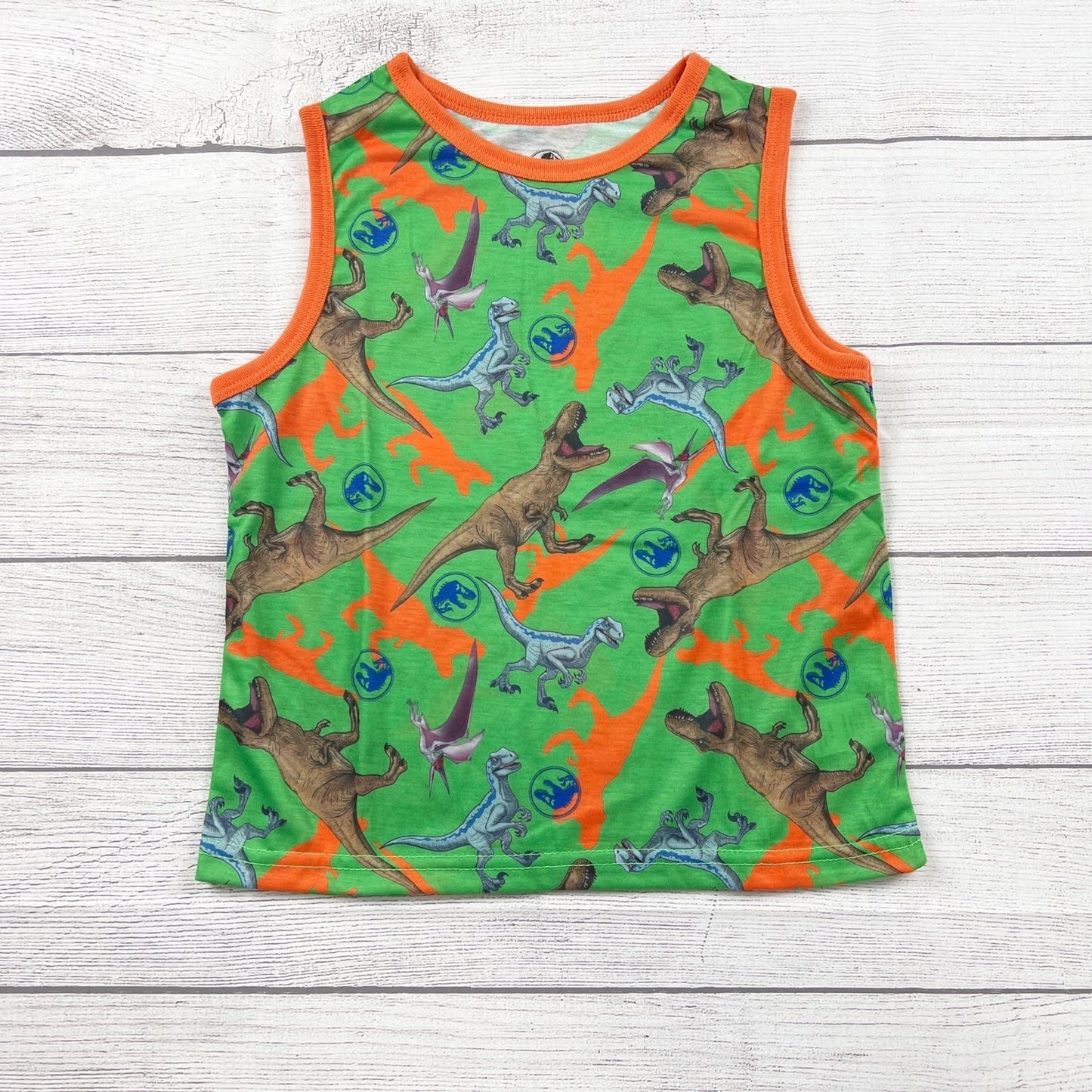 Jurassic World Boys Pajamas 3pc Set Dinosaur Sleepwear Shirt Tank Pants NWT 8