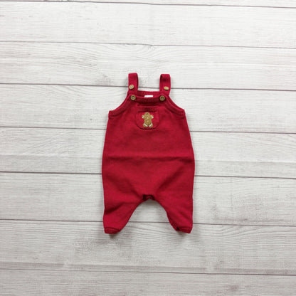 Carter's Unisex Knit Red Overalls Gingerbread Detail Holiday Christmas Newborn