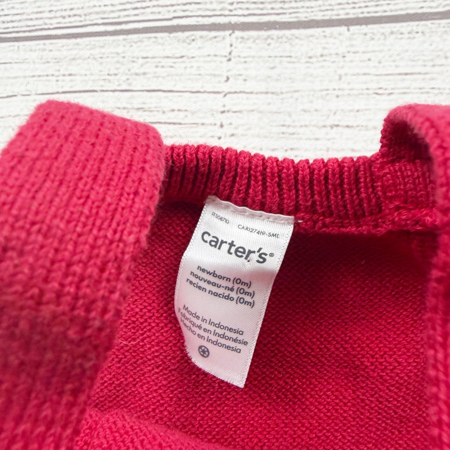 Carter's Unisex Knit Red Overalls Gingerbread Detail Holiday Christmas Newborn