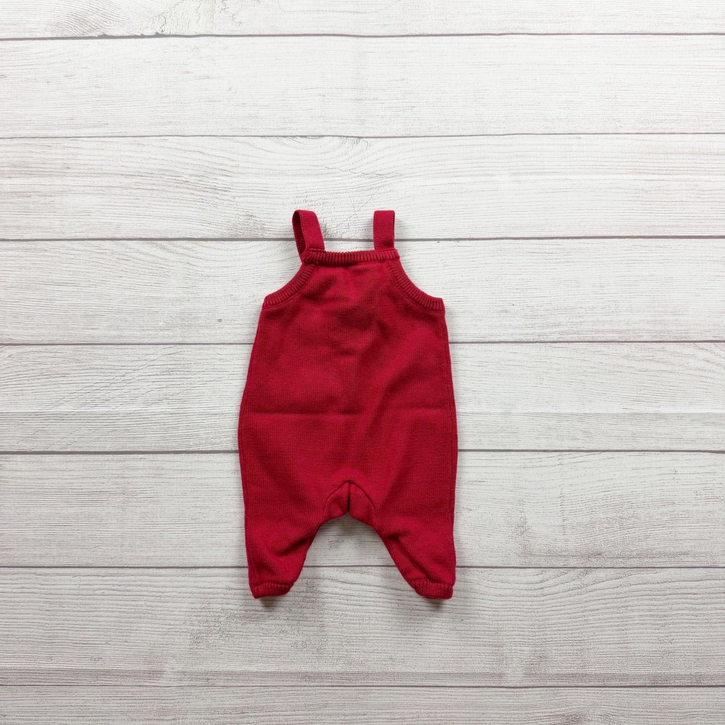 Carter's Unisex Knit Red Overalls Gingerbread Detail Holiday Christmas Newborn