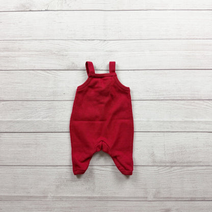 Carter's Unisex Knit Red Overalls Gingerbread Detail Holiday Christmas Newborn