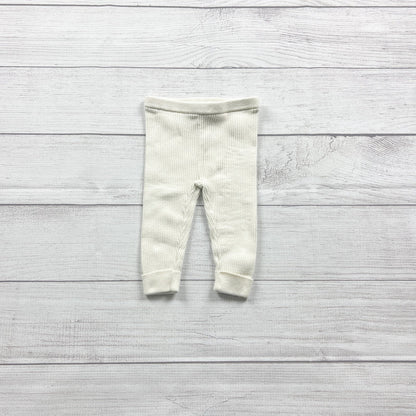 Baby Gap White Ribbed Knit Cotton Leggings Soft Stretchy Basics 3-6 Months