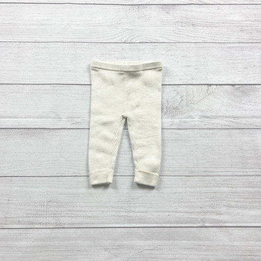 Baby Gap White Ribbed Knit Cotton Leggings Soft Stretchy Basics 3-6 Months