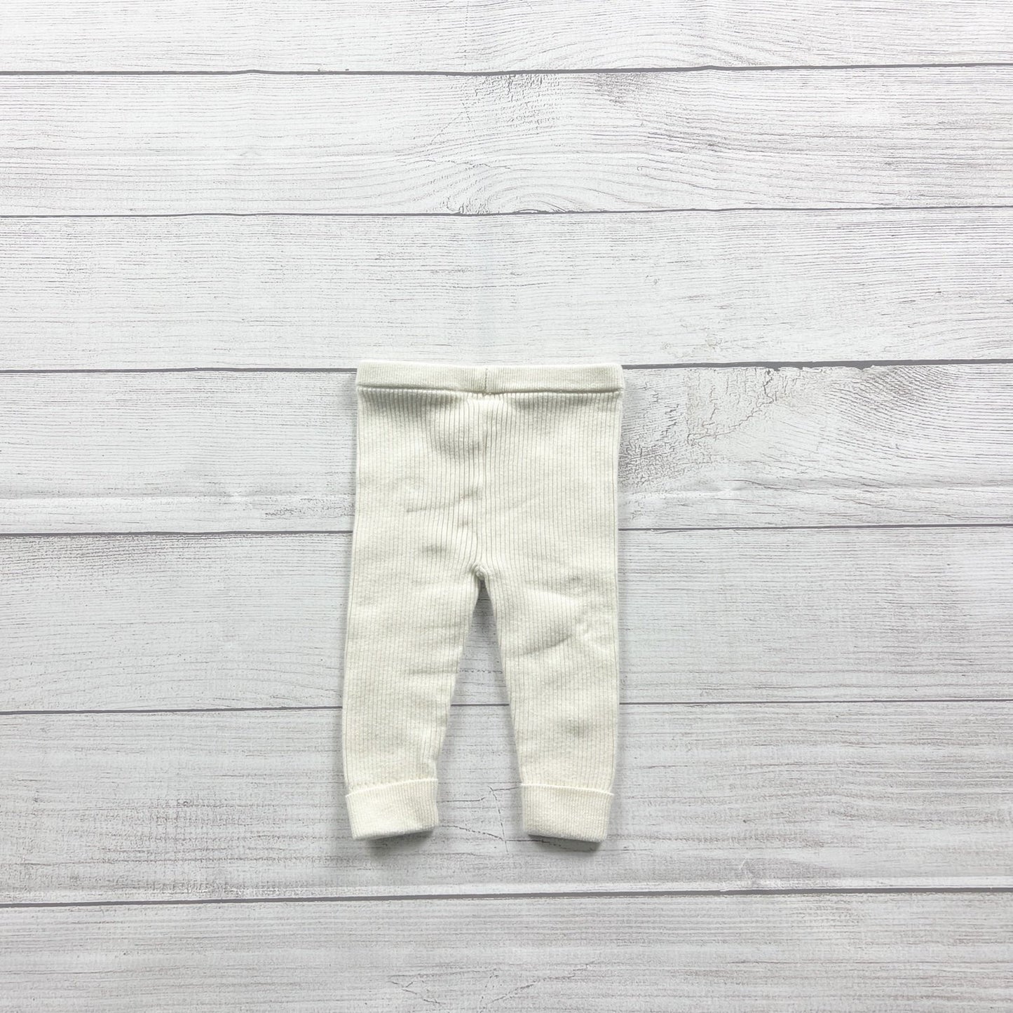 Baby Gap White Ribbed Knit Cotton Leggings Soft Stretchy Basics 3-6 Months