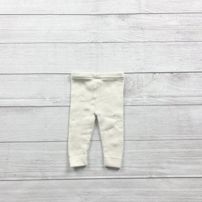 Baby Gap White Ribbed Knit Cotton Leggings Soft Stretchy Basics 3-6 Months