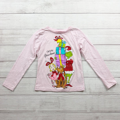 Dr. Seuss The Grinch Pink Long Sleeve Girls Graphic Shirt Christmas Design 8