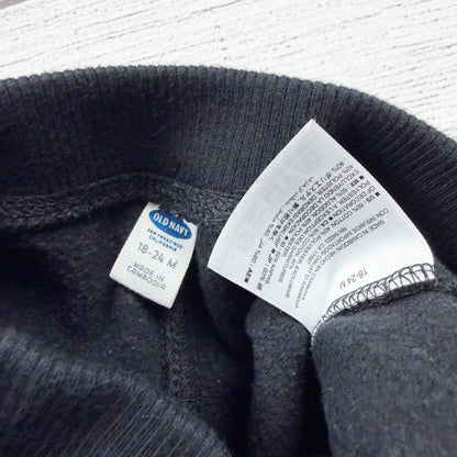 Old Navy Boys Black Fleece Cargo Jogger Pants Drawstring Pockets 18-24 Months