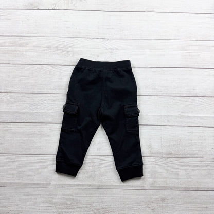 Old Navy Boys Black Fleece Cargo Jogger Pants Drawstring Pockets 18-24 Months
