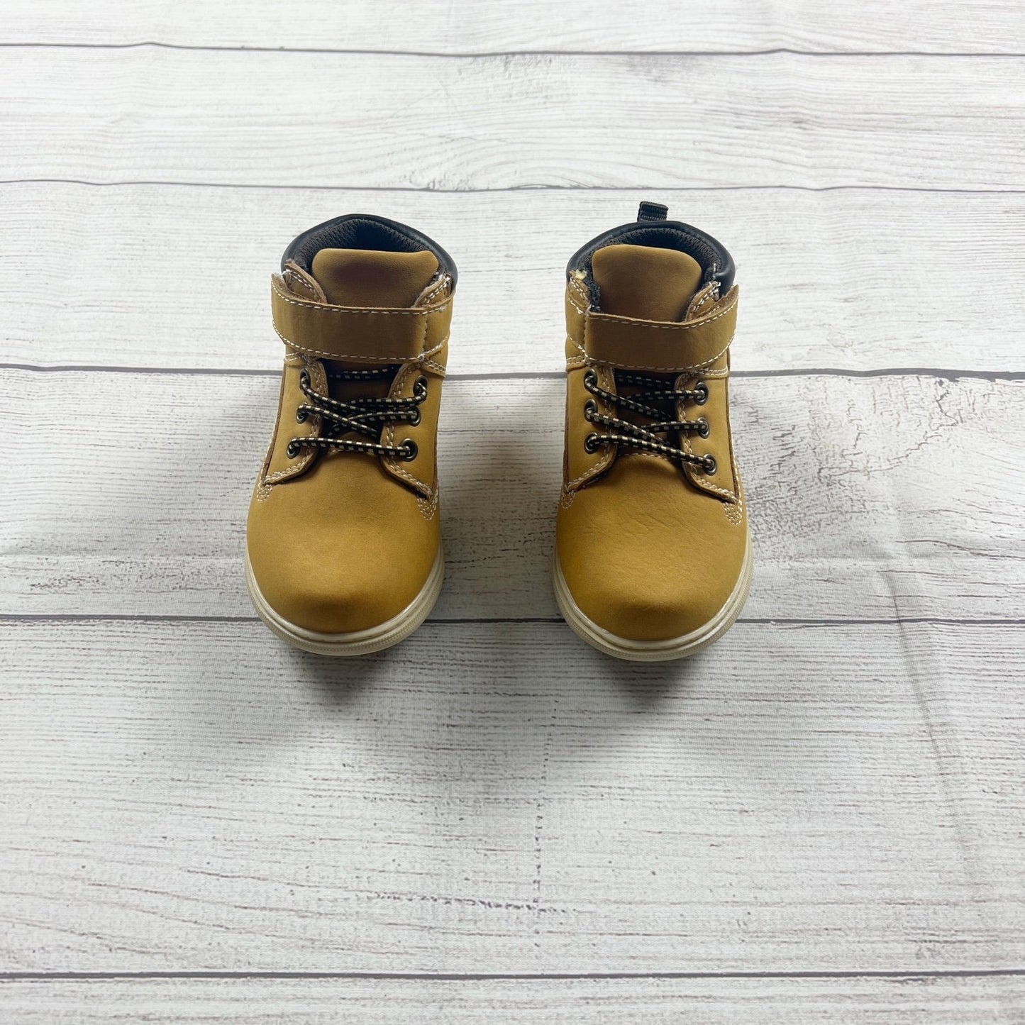 Max & Jake Tan Boots Lace Up Faux Leather Sturdy Casual Shoes 7