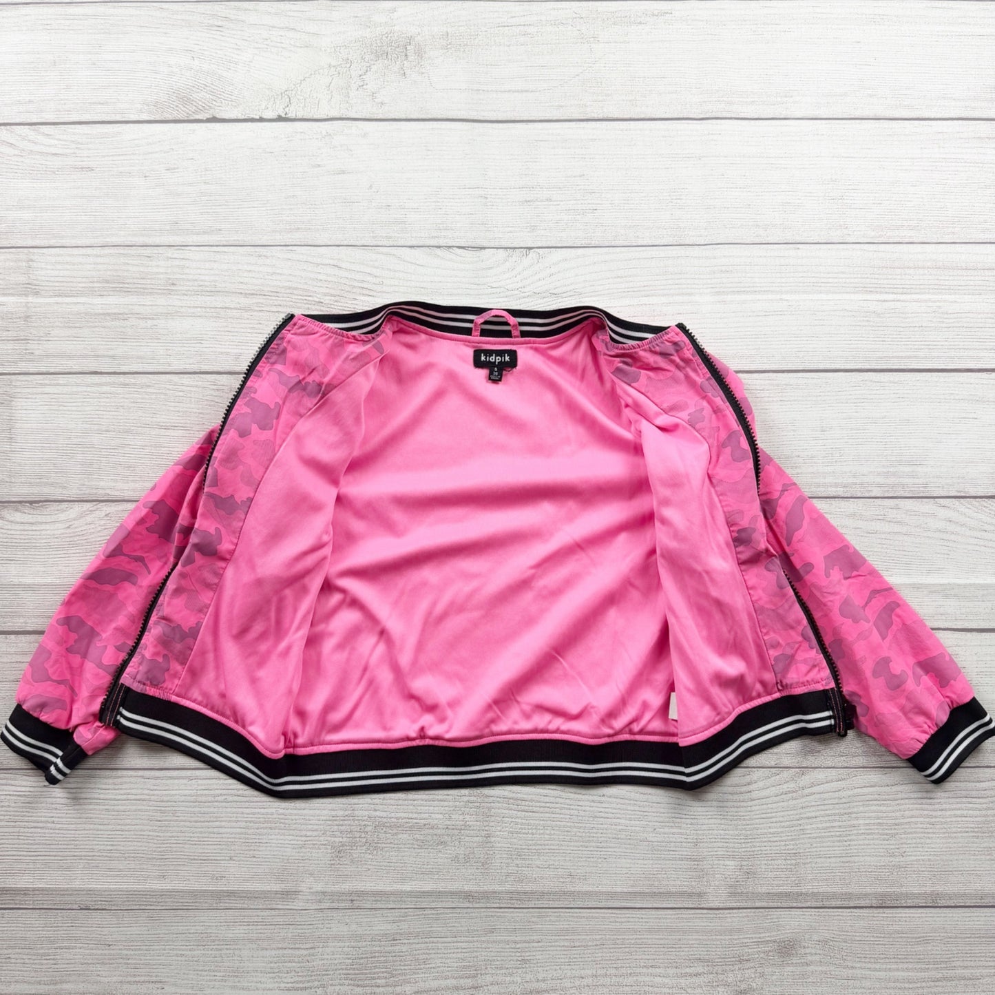 Kidpik Girls Bomber Jacket Pink Camo Zip Up Lightweight Coat 7-8