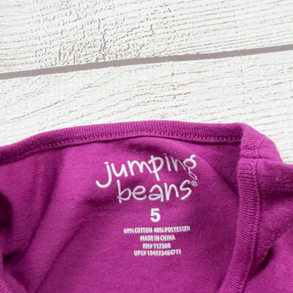 Jumping Beans Stitch Graphic Long Sleeve Shirt Purple Girls Cotton Blend 5