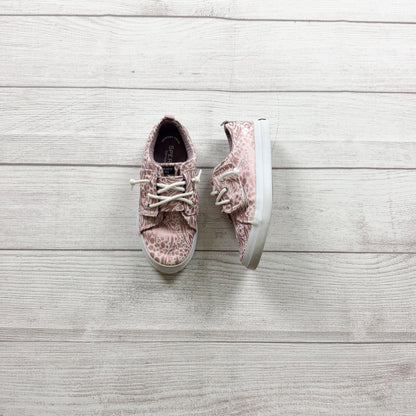 Sperry Kids Lil Boat Shoes Pink Printed Canvas Faux Lace Up Pull On Sneakers 11