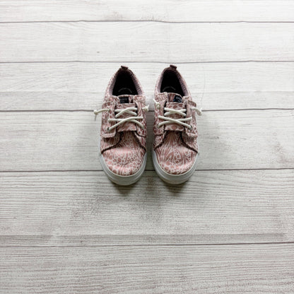 Sperry Kids Lil Boat Shoes Pink Printed Canvas Faux Lace Up Pull On Sneakers 11