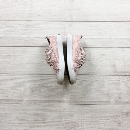 Sperry Kids Lil Boat Shoes Pink Printed Canvas Faux Lace Up Pull On Sneakers 11
