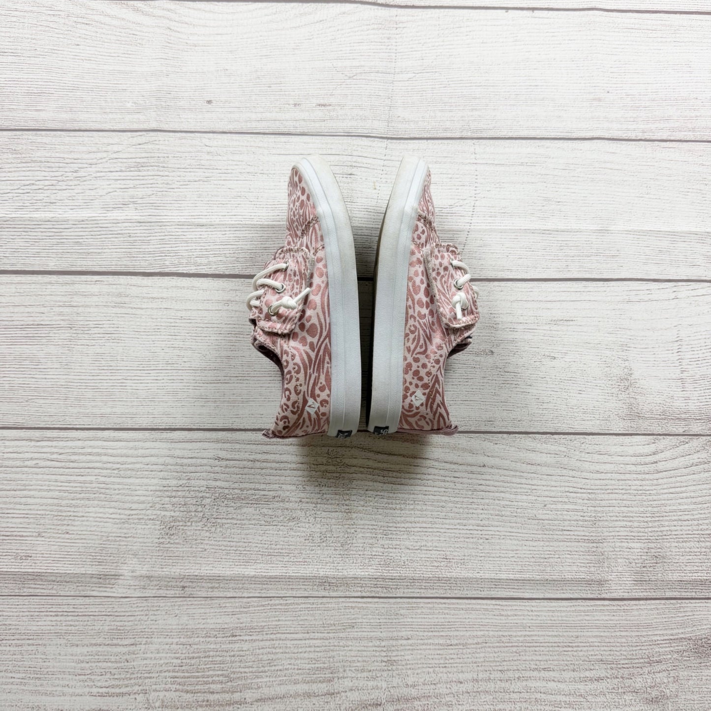 Sperry Kids Lil Boat Shoes Pink Printed Canvas Faux Lace Up Pull On Sneakers 11
