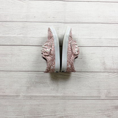 Sperry Kids Lil Boat Shoes Pink Printed Canvas Faux Lace Up Pull On Sneakers 11