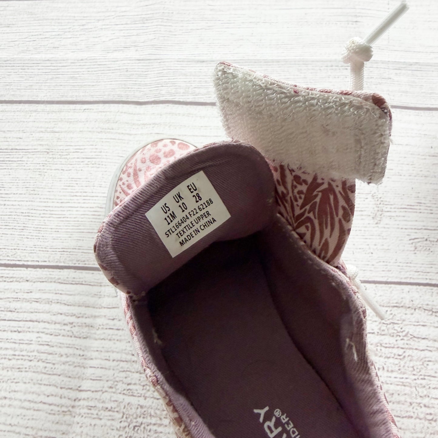 Sperry Kids Lil Boat Shoes Pink Printed Canvas Faux Lace Up Pull On Sneakers 11
