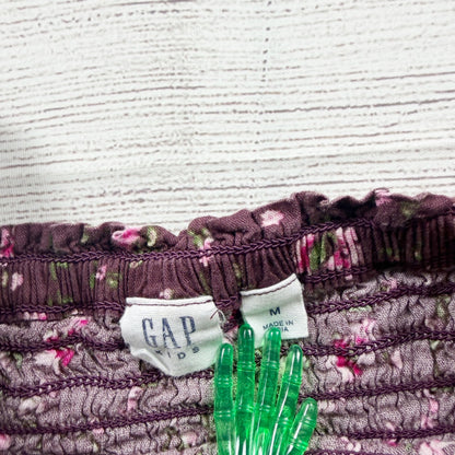 Gap Kids Girls Floral Smocked Long Sleeve Top Purple M 8-9