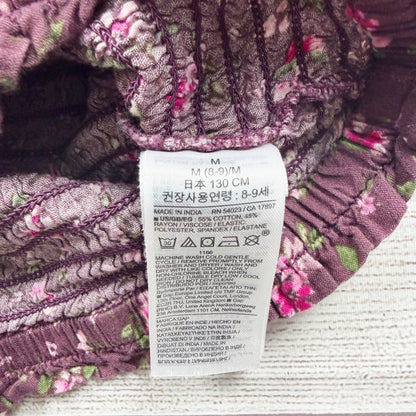 Gap Kids Girls Floral Smocked Long Sleeve Top Purple M 8-9