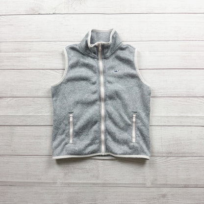 Vineyard Vines Girls Gray Fleece Vest Full Zip Sleeveless Lightweight S 7-8