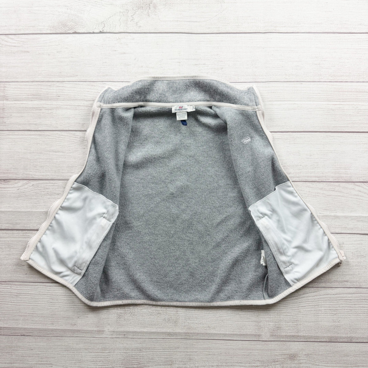 Vineyard Vines Girls Gray Fleece Vest Full Zip Sleeveless Lightweight S 7-8