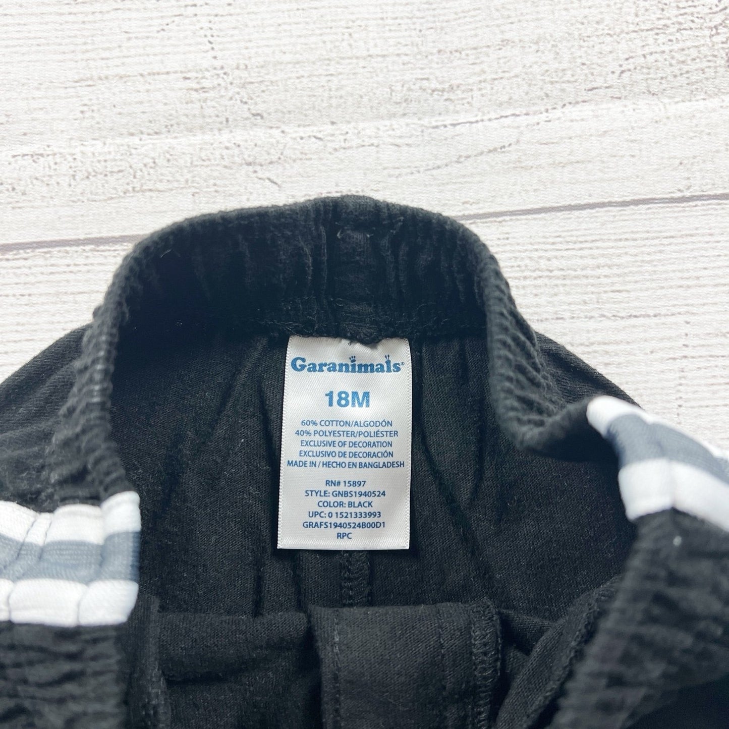 Garanimals Baby Boys Black Shorts Stripes 12-18 Months