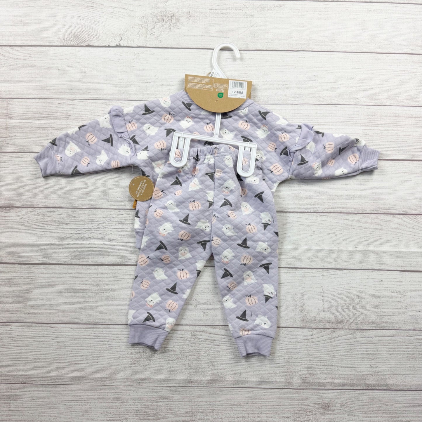 Lila & Jack Toddler 2 Piece Quilted Ghost Pumpkin Outfit Set NWT 12-18 Months