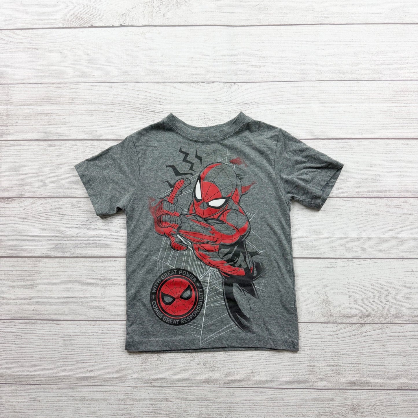 Marvel SpiderMan Boys Graphic Tee Short Sleeve Gray XS 4