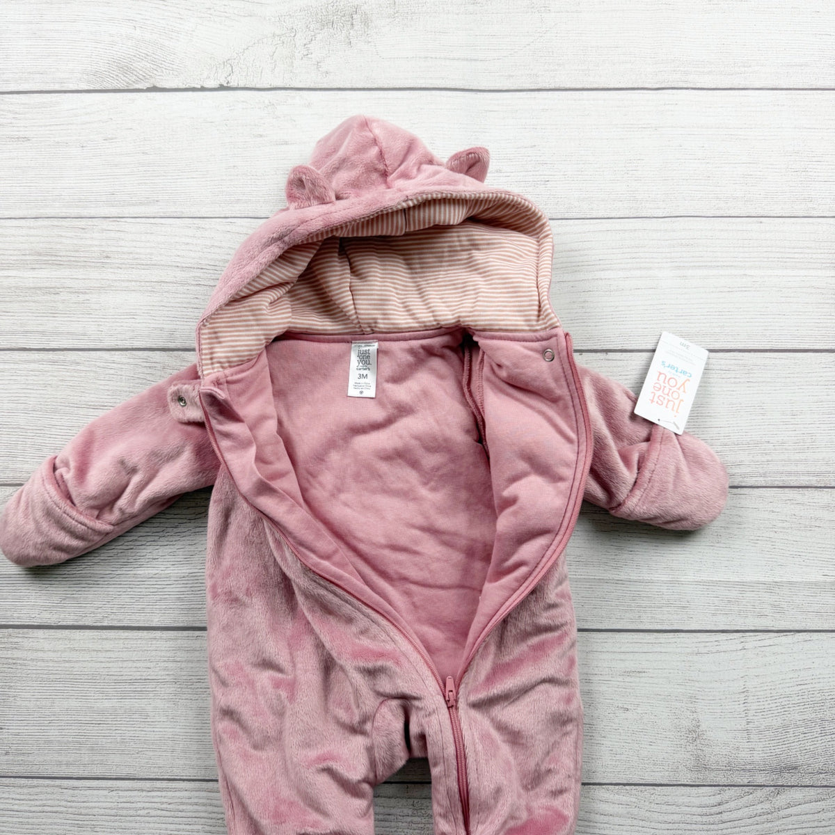 Just One You Carter's Infant Pink Fox Hooded Bunting Ears NWT 0-3 Months