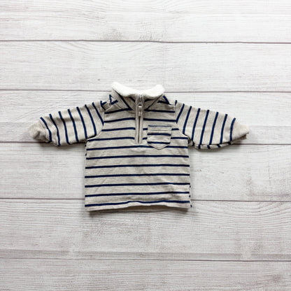 Just One You Carter's Sherpa Lined Striped Pullover Sweater Quarter Zip Newborn