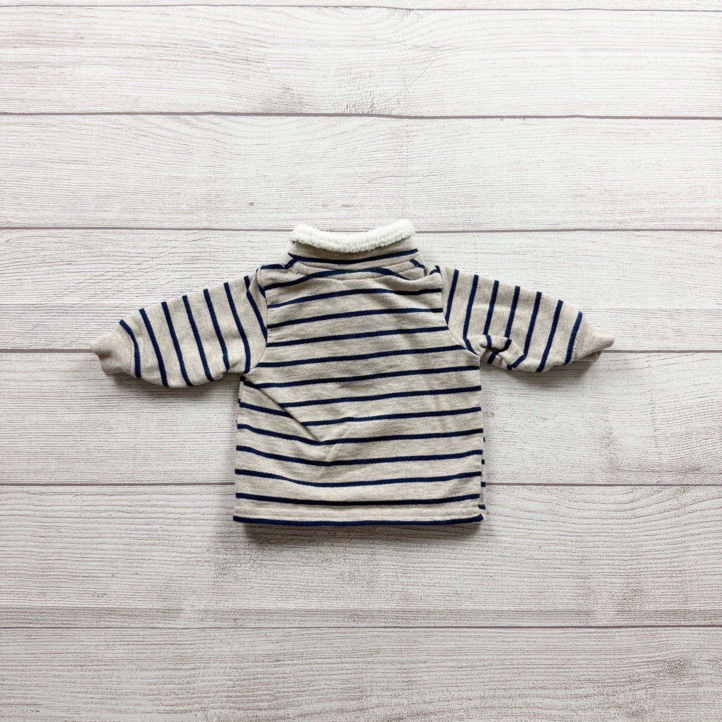 Just One You Carter's Sherpa Lined Striped Pullover Sweater Quarter Zip Newborn