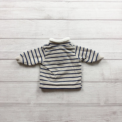 Just One You Carter's Sherpa Lined Striped Pullover Sweater Quarter Zip Newborn