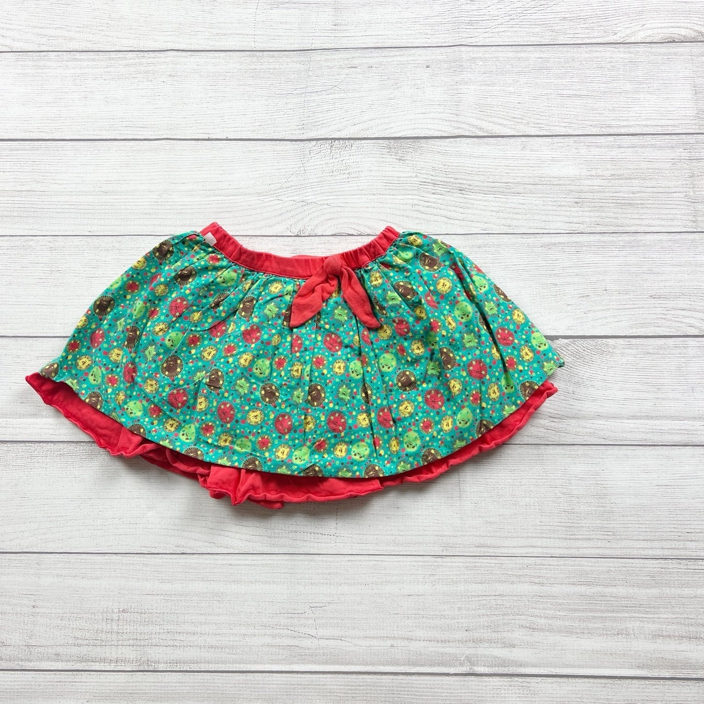 WellieWishers by American Girl Skirt Green Print Red Ruffle Hem Twirl Skirt 4