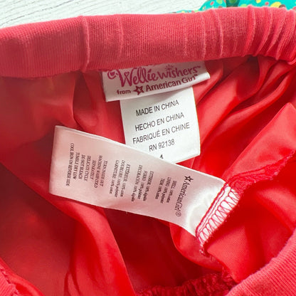 WellieWishers by American Girl Skirt Green Print Red Ruffle Hem Twirl Skirt 4