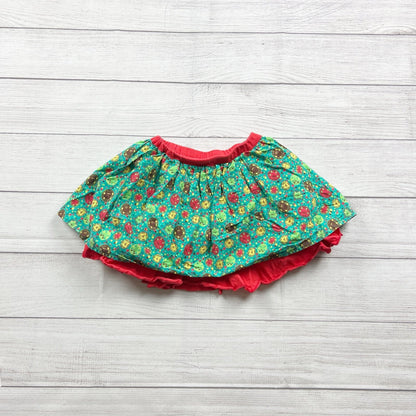 WellieWishers by American Girl Skirt Green Print Red Ruffle Hem Twirl Skirt 4