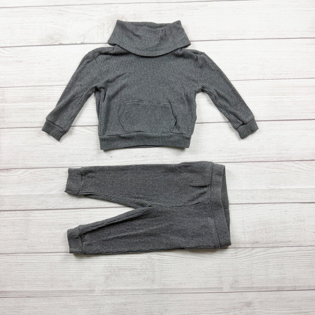 Baby Gap Gray Ribbed Sweater Joggers Set Outfit 18-24 Months
