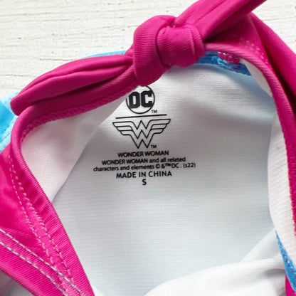Wonder Woman Girls Swimsuit Star Print One Piece Bow Back Small